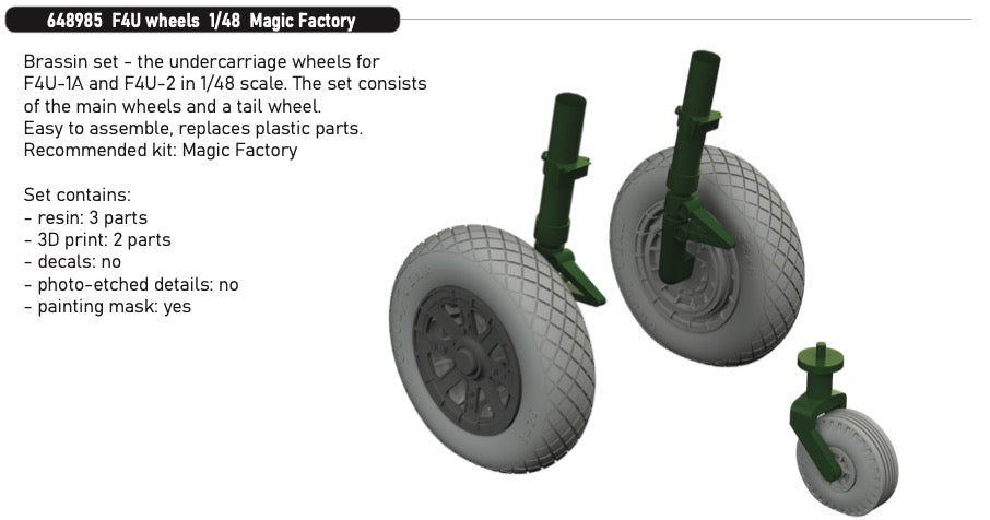 Eduard Brassin ED648985 Vought F4U-1A/2 Corsair wheels 1:48