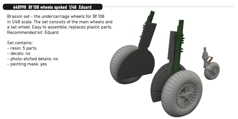 Eduard Brassin ED648998 Messerschmitt Bf-108 wheels spoked 1:48