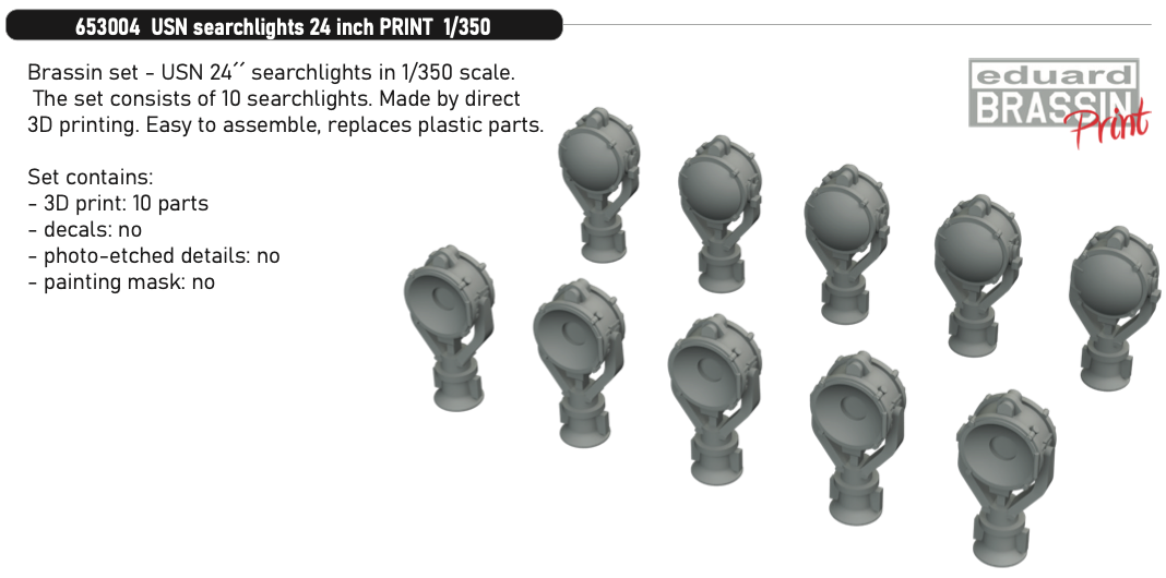 Eduard Brassin ED653004 1:350 USN searchlights 24 inch