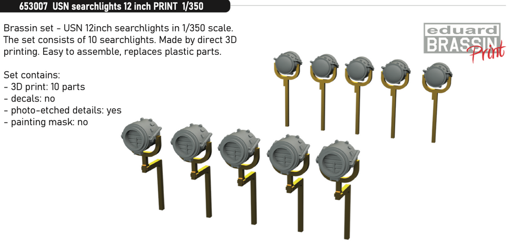 Eduard Brassin ED653007 1:350 USN searchlights 12 inch