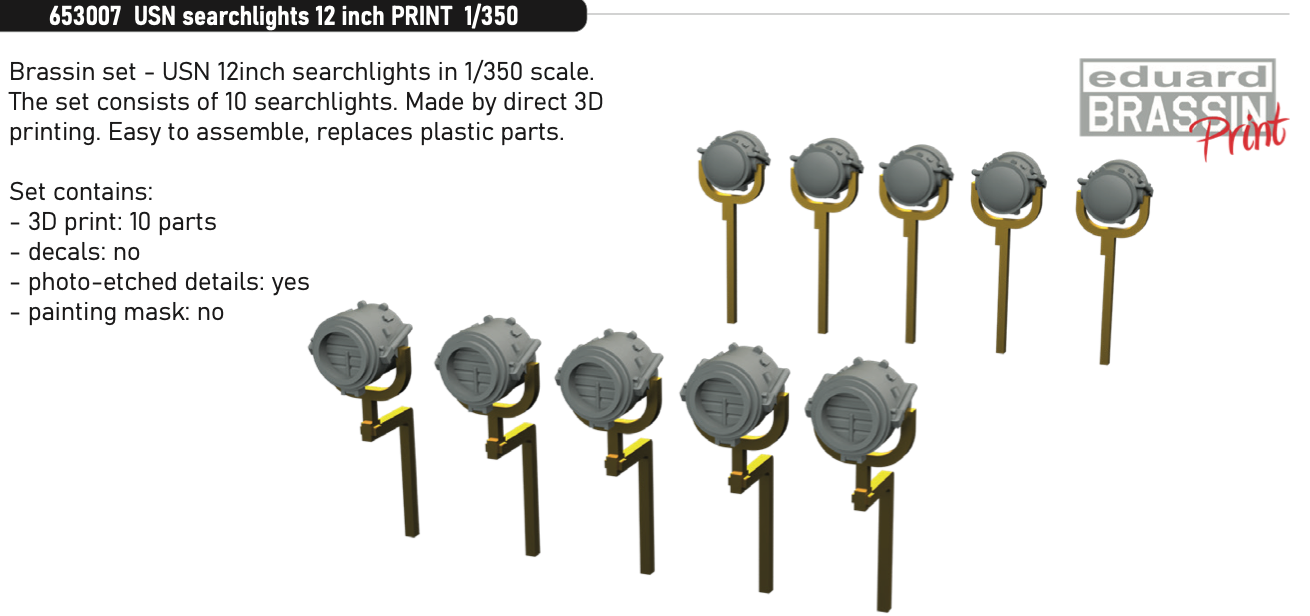 Eduard Brassin ED653007 1:350 USN searchlights 12 inch