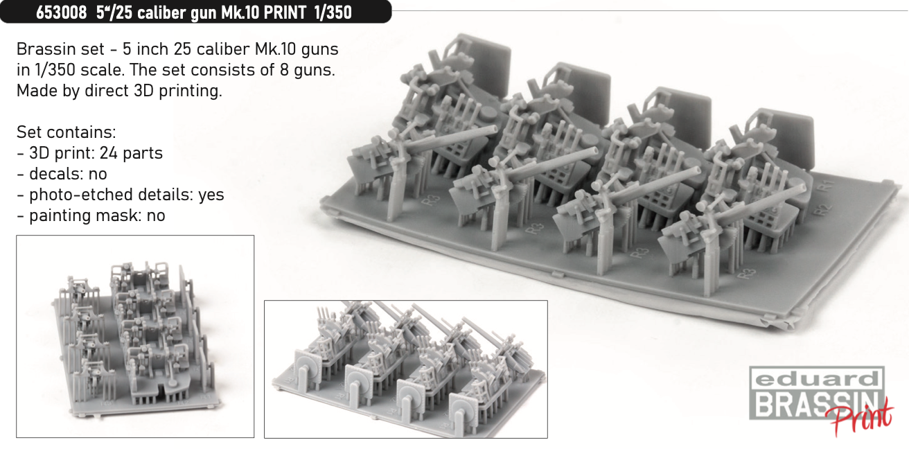 Eduard Brassin ED653008 1:350 5"/25 caliber gun Mk.10
