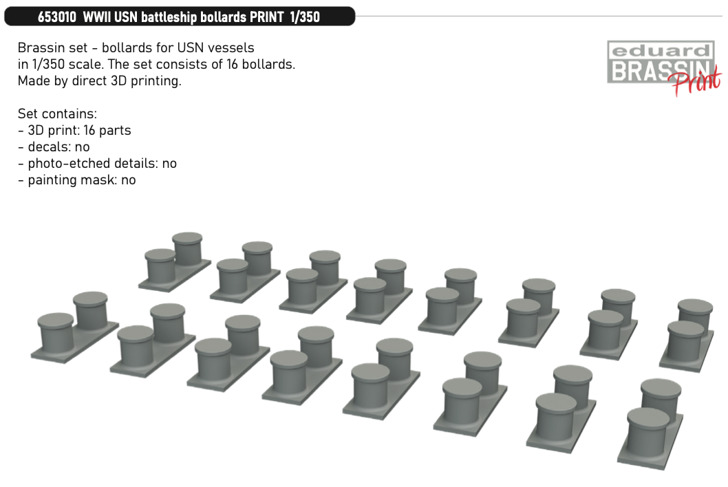 Eduard Brassin ED653010 1:350 WWII USN battleship bollards