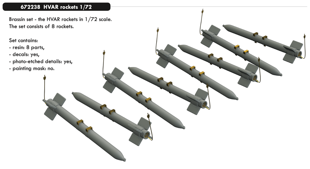 Eduard Brassin ED672238 1:72 HVAR rockets x 8