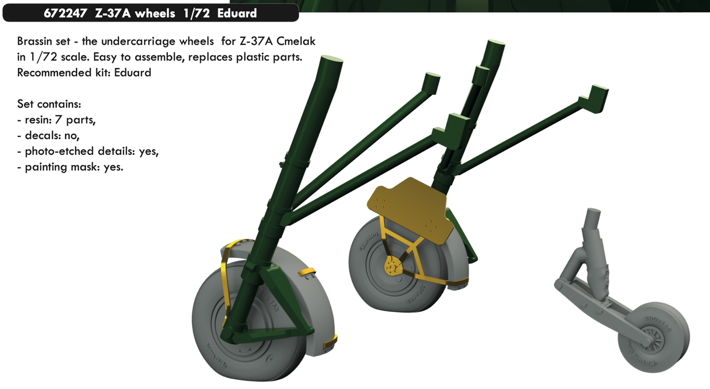 Eduard Brassin ED672247 1:72 Let Z-37A wheels with weighted tyre effect