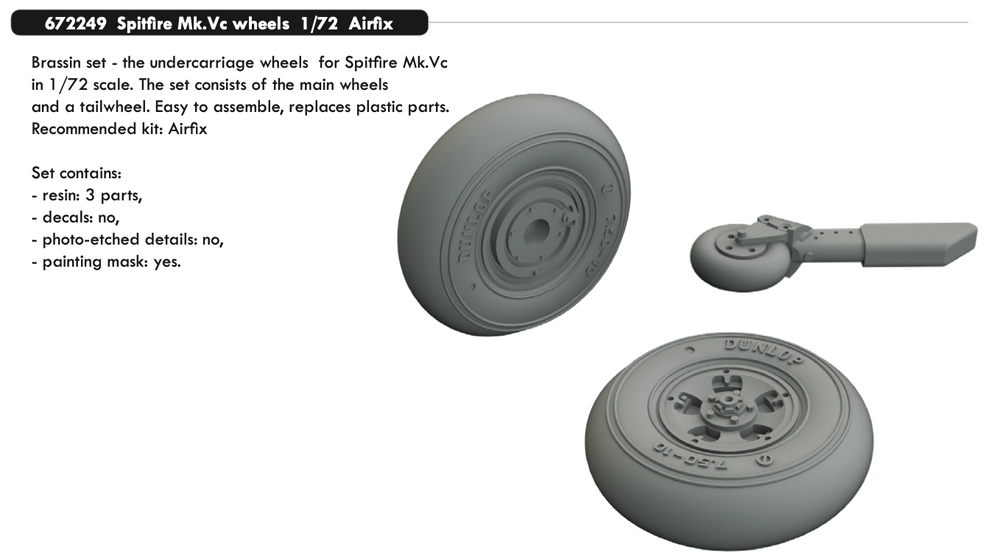 Eduard Brassin ED672249 Spitfire Mk.Vc Weighted Wheels 1:72