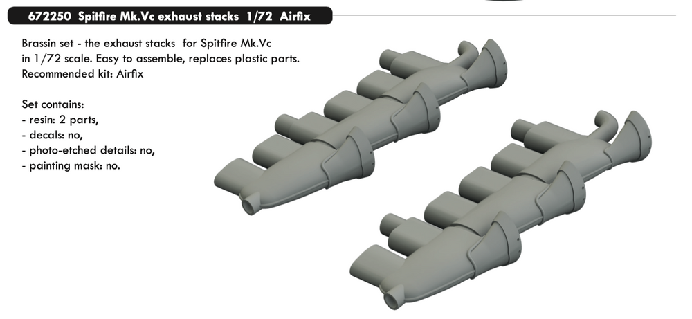Eduard Brassin ED672250 1:72 Supermarine Spitfire Mk.Vc exhaust stacks