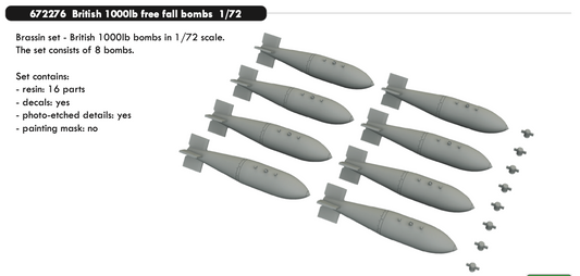 Eduard Brassin ED672276 British 1000lb free fall bombs 1:72