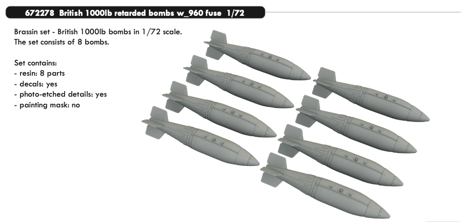 Eduard Brassin ED672278 British 1000lb retarded bombs w_960 fuse 1:72