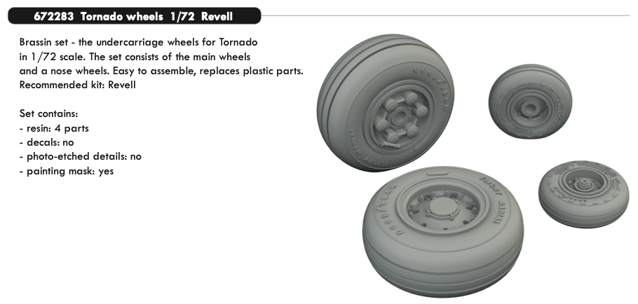Eduard Brassin ED672283 1:72 Panavia Tornado wheels with weighted tyre effect
