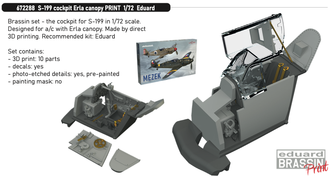 Eduard Brassin ED672288 1:72 Avia S-199 cockpit Erla canopy