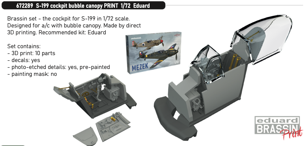 Eduard Brassin ED672289 1:72 Avia S-199 cockpit bubble canopy