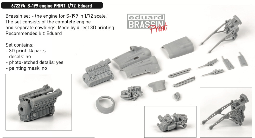 Eduard Brassin ED672294 1:72 Avia S-199 engine