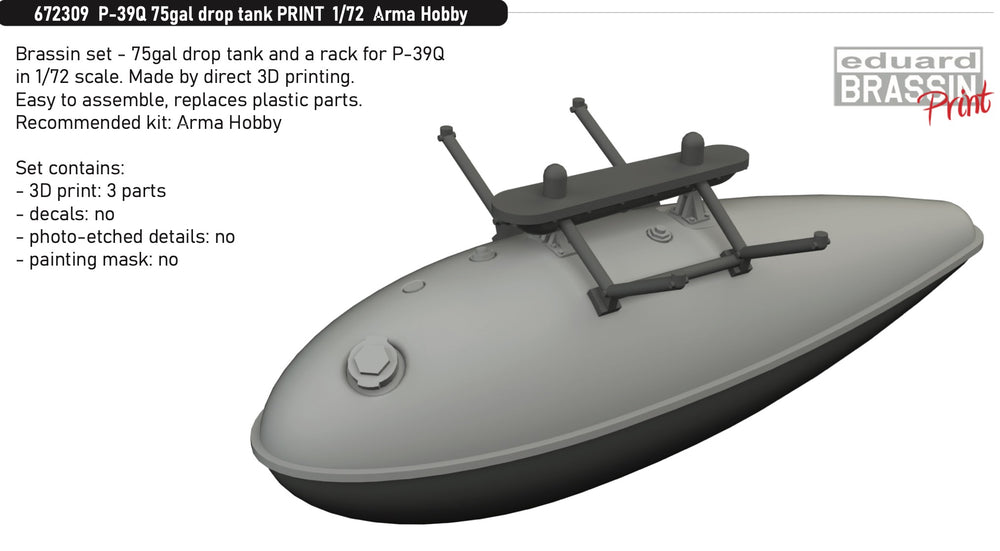 Eduard Brassin ED672309 1:72 Bell P-39Q Airacobra 75gal drop tank