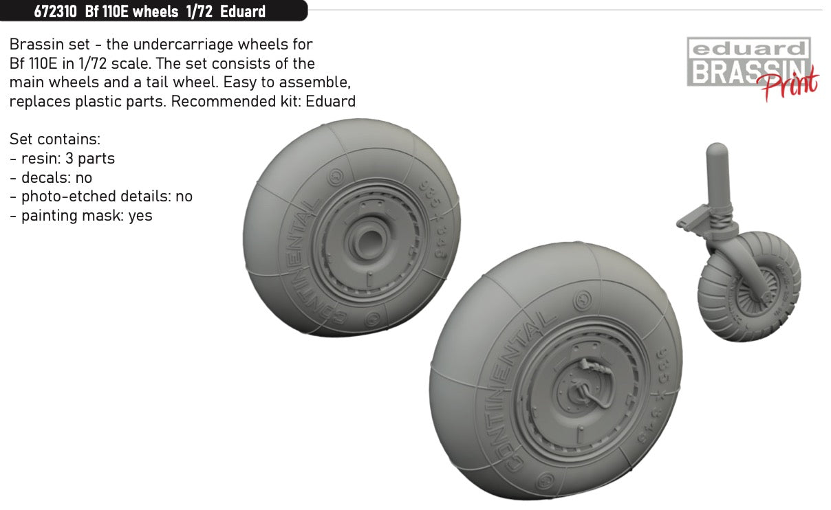 Eduard Brassin ED672310 1:72 Messerschmitt Bf-110E wheels
