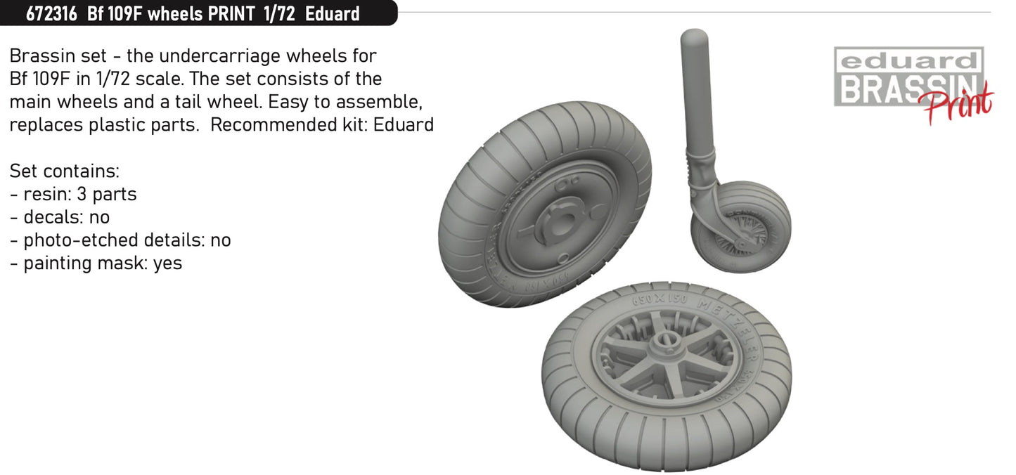Eduard Brassin ED672316 1:72 Messerschmitt Bf-109F wheels