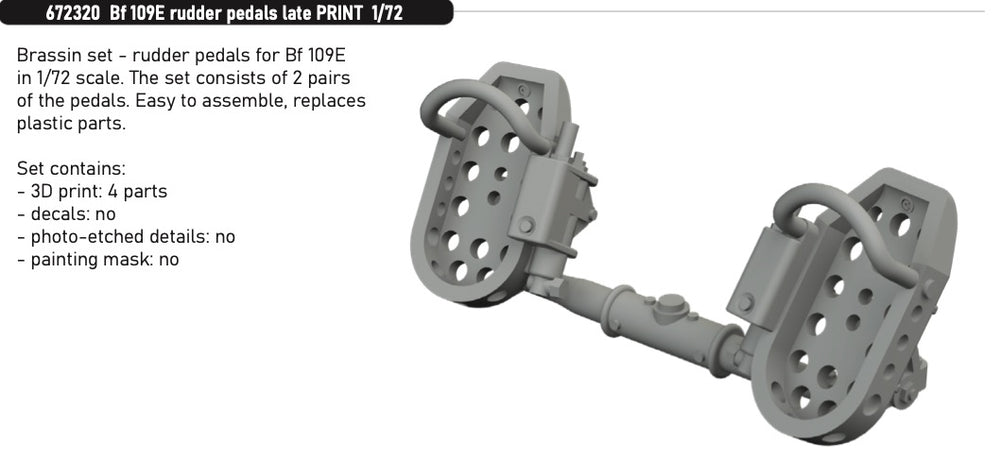 Eduard Brassin ED672320 1:72 Messerschmitt Bf-109E rudder pedals late