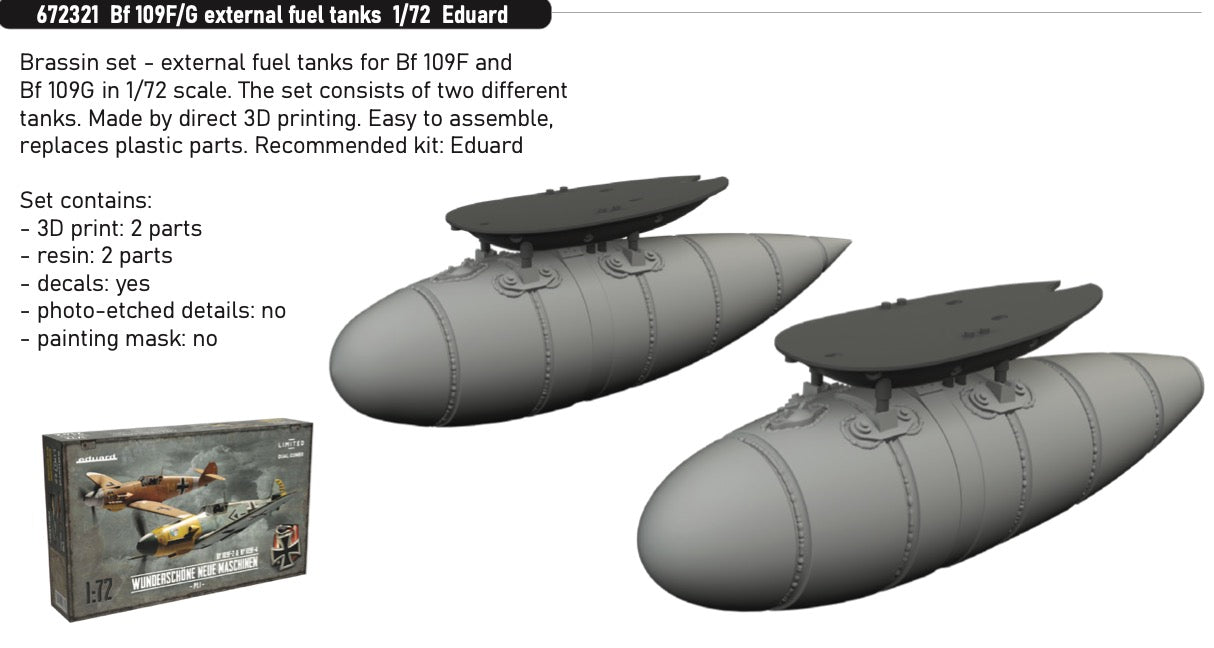 Eduard Brassin ED672321 1:72 Messerschmitt Bf-109F/G external fuel tanks