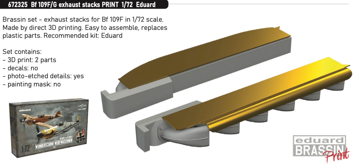 Eduard Brassin ED672325 1:72 Messerschmitt Bf-109F/G exhaust stacks
