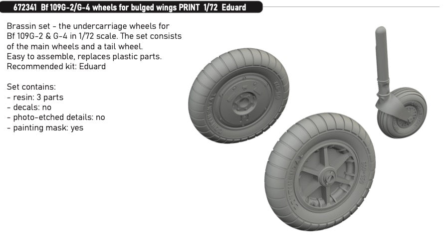 Eduard Brassin ED672341 1:72 Messerschmitt Bf-109G-2/G-4 wheels for bulged wings