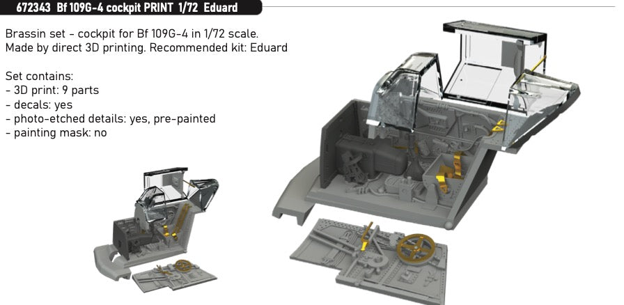 Eduard Brassin ED672343 1:72 Messerschmitt Bf-109G-4 cockpit