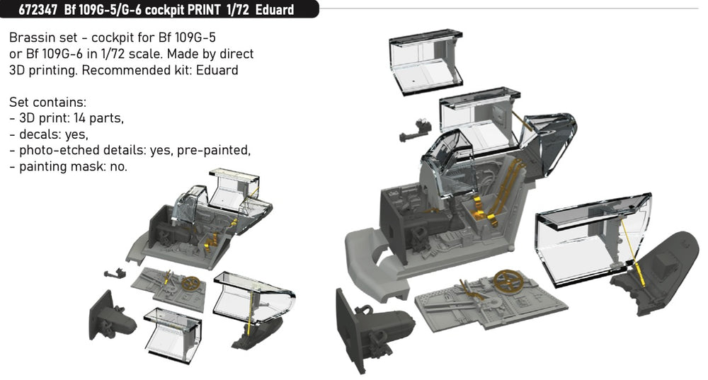 Eduard Brassin ED672347 1:72 Messerschmitt Bf-109G-5/G-6 cockpit