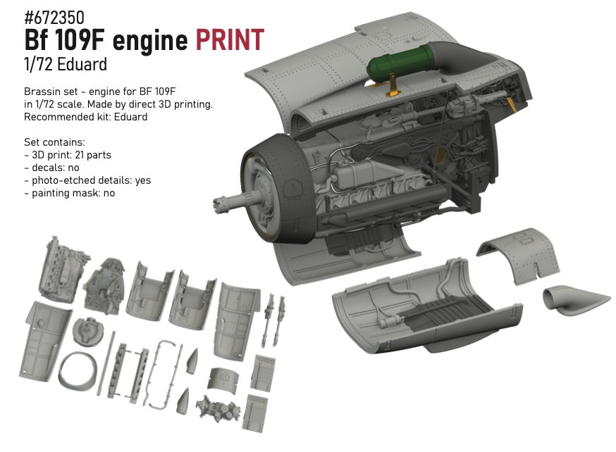 Eduard Brassin ED672350 1:72 Messerschmitt Bf-109F engine