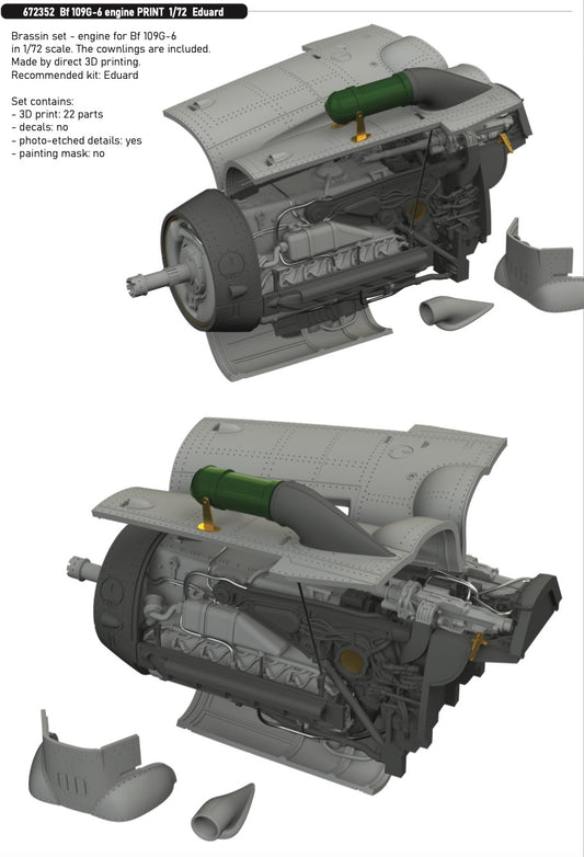 Eduard Brassin ED672352 1:72 Messerschmitt Bf-109G-6 engine
