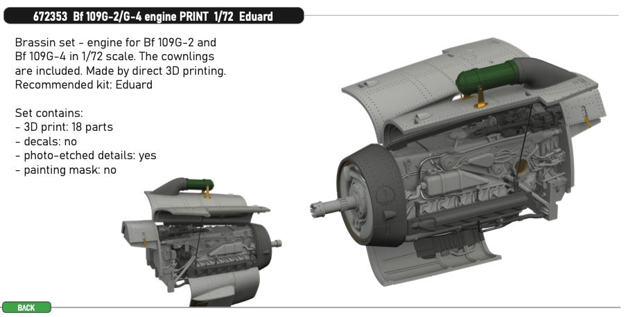 Eduard Brassin ED672353 1:72 Messerschmitt Bf-109G-2 /Bf-109G-4 engine