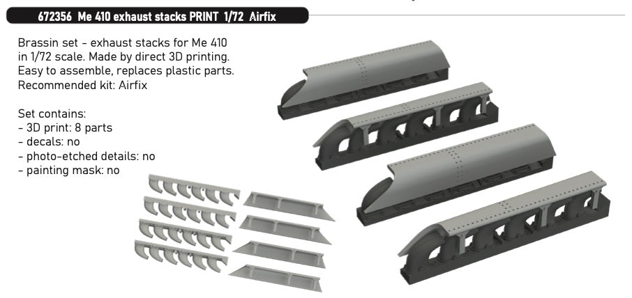 Eduard Brassin ED672356 1:72 Messerschmitt Me-410A-1/U-2 exhaust stacks