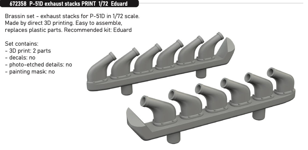 Eduard Brassin ED672358 1:72 North-American P-51D Mustang exhaust stacks