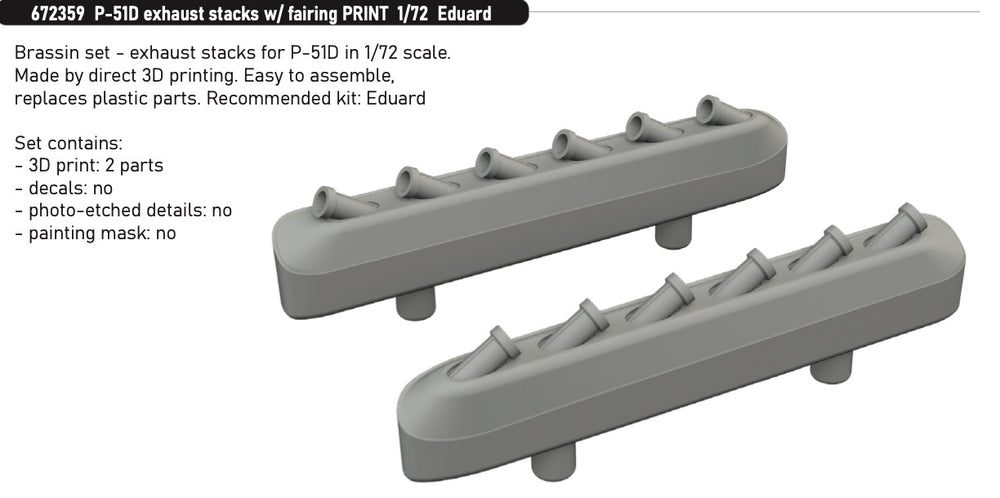 Eduard Brassin ED672359 1:72 P-51D Mustang exhaust stacks with fairing