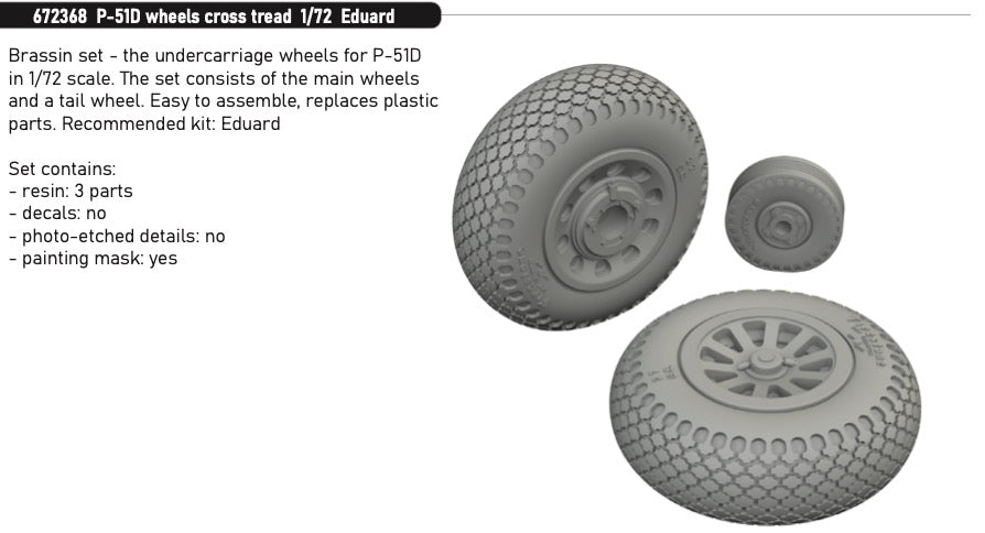 Eduard Brassin ED672368 North-American P-51D Mustang wheels cross tread 1:72