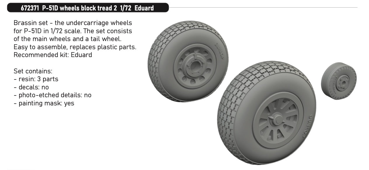 Eduard Brassin ED672371 North-American P-51D Mustang wheels block tread 2 1:72