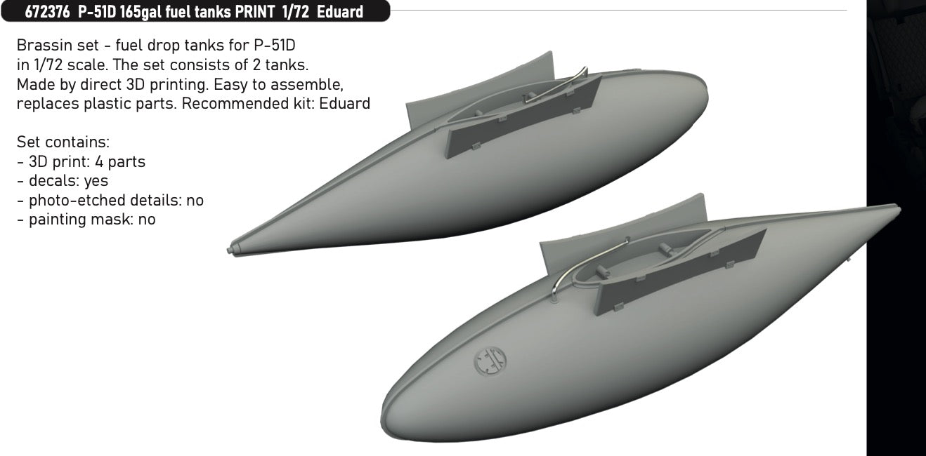 Eduard Brassin ED672376 1:72 North-American P-51D Mustang 165gal fuel tanks