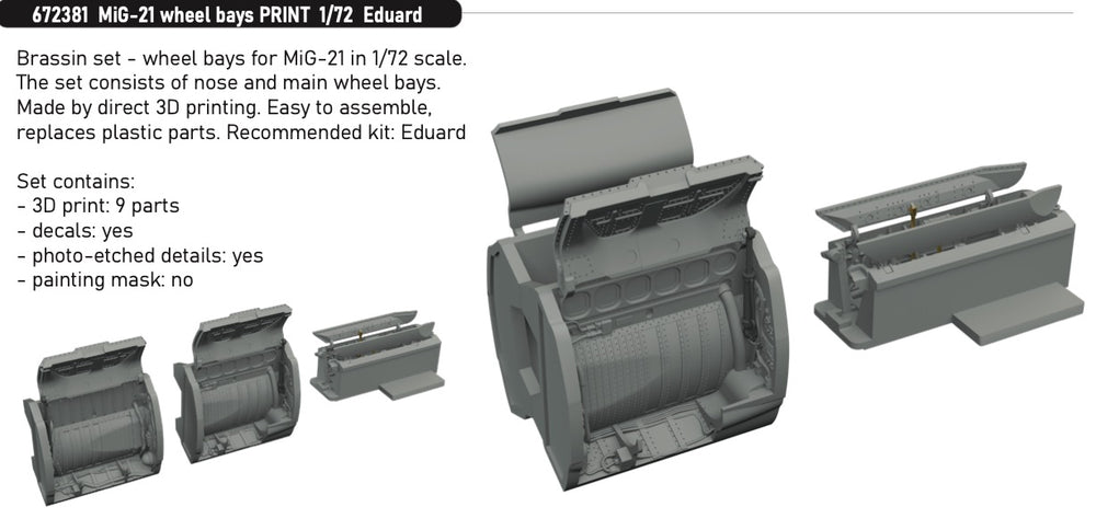 Eduard Brassin ED672381 1:72 Mikoyan MiG-21 wheel bays