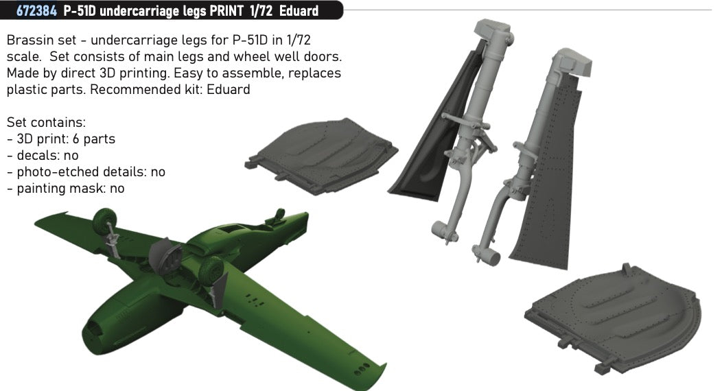Eduard Brassin ED672384 1:72 North-American P-51D Mustang undercarriage legs