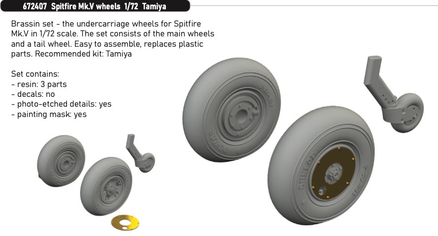 Eduard Brassin ED672407 Supermarine Spitfire Mk.V wheels 1:72