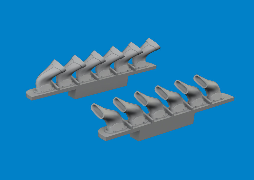 Eduard Brassin ED672410 1:72 Spitfire Mk.V 6-Stack Fishtail Exhaust 3D-Print