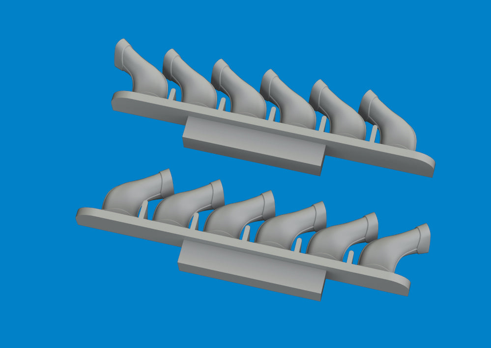 Eduard Brassin ED672410 1:72 Spitfire Mk.V 6-Stack Fishtail Exhaust 3D-Print