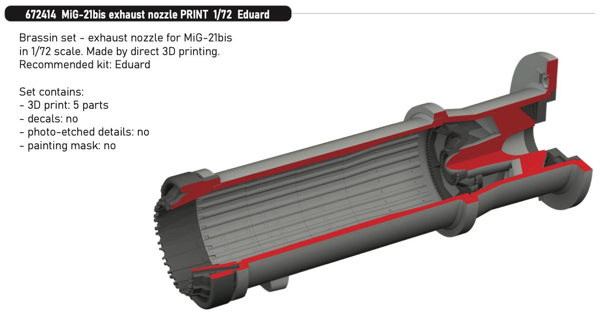 Eduard Brassin ED672414 MiG-21bis Exhaust Nozzle 3D-Print 1:72