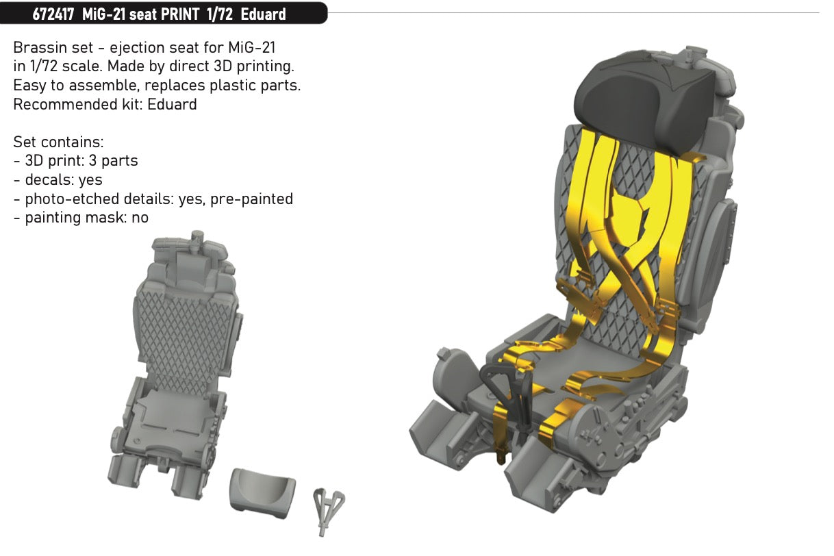 Eduard Brassin ED672417 Mikoyan MiG-21 seat 3D-Printed 1:72