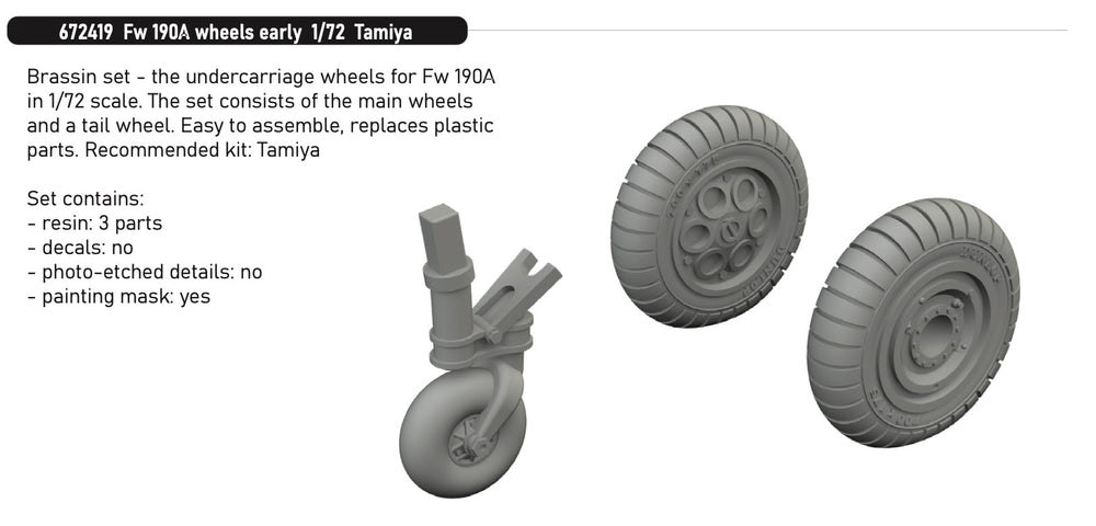 Eduard Brassin ED672419 Focke-Wulf Fw-190A-3/Fw-190A-8 wheels early 1:72