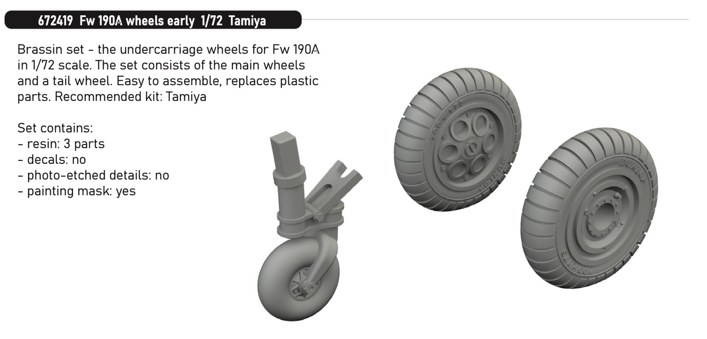 Eduard Brassin ED672419 Focke-Wulf Fw-190A-3/Fw-190A-8 wheels early 1:72