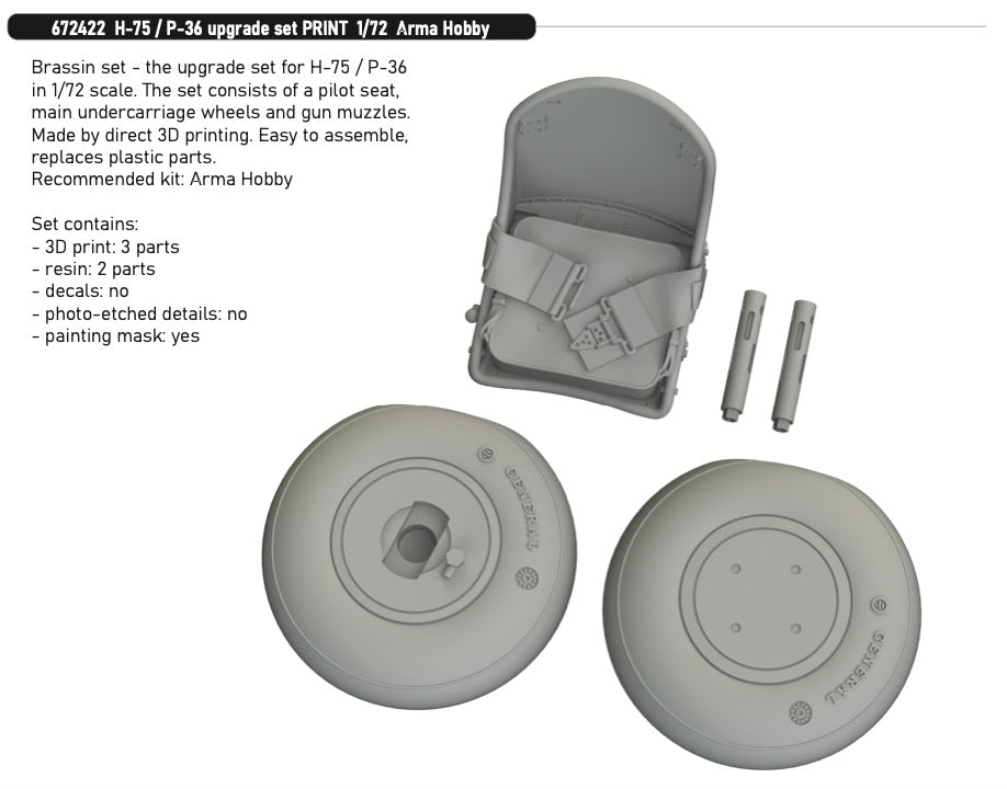 Eduard Brassin ED672422 1:72 Curtiss H-75 A1/A2 / P-36 upgrade set