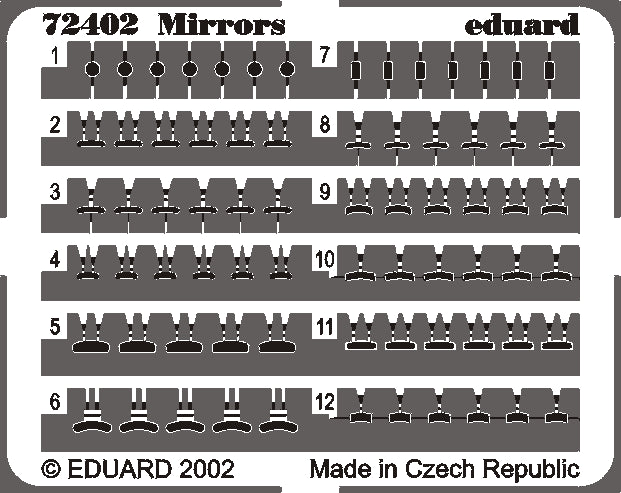 Eduard ED72402 1:72 12 different styles of aircraft mirrors