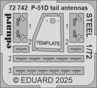 Eduard ED72742 1:72 North-American P-51D Mustang tail antennas STEEL