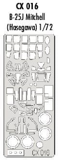 Eduard EDCX016 1:72 North-American B-25J Mitchell canopy frame paint mask