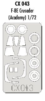 Eduard EDCX043 1:72 Vought F-8E Crusader canopy frame paint mask