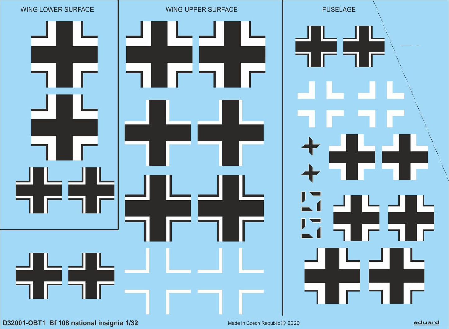 Eduard EDD32001 1:32 Messerschmitt Bf-108 national insignia
